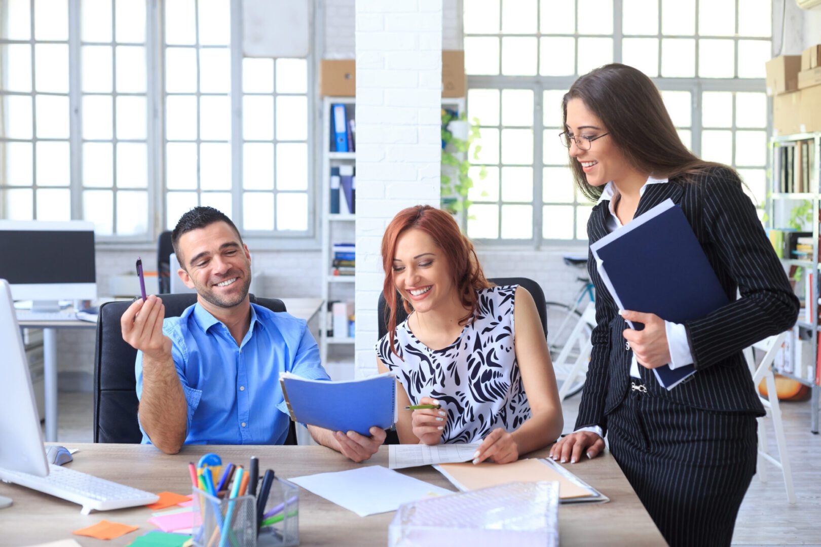 Team discussing in a modern office