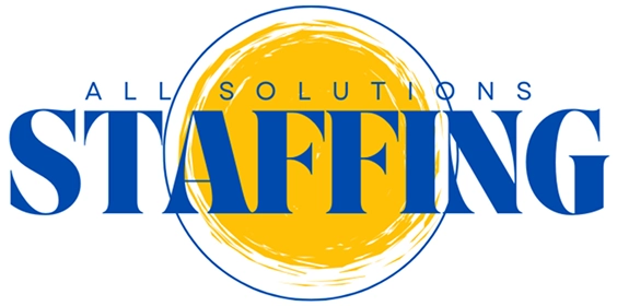 Staffing company logo with blue text